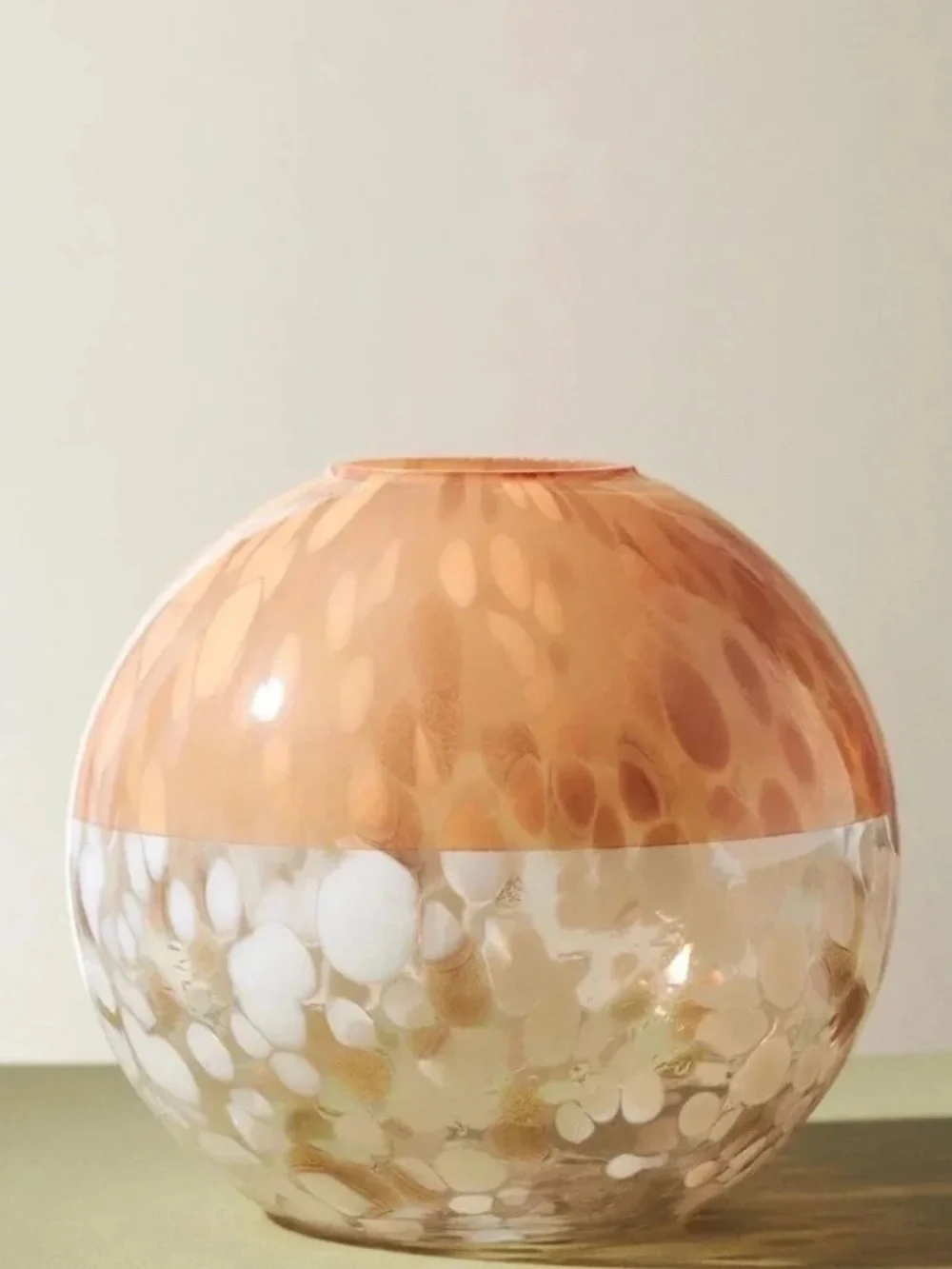Anthropologie Peach  Bela Glass  Art Large Vase